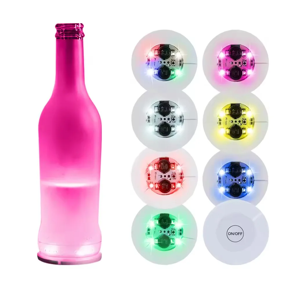 1-200PCS LED Coaster Lights Colorful Glowing Wine Bottle Stickers Bar Wedding Party Lighting Glowing Wine Bottle Stickers