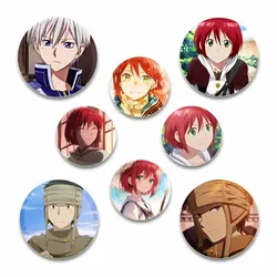 58/44/32mm Anime Snow White with The Red Hair Badge Tinplate Plastic Pins Button Brooches for Backpack Accessories Jewelry Gifts