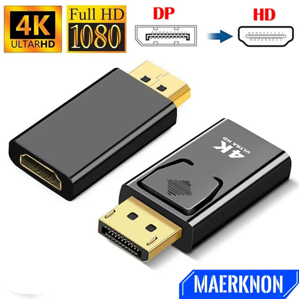 

1080p/4K DP To HDTV Connector DisplayPort To HDMl-compatible Adapter Converter Video Audio Plug Switch For Computer TV Laptop