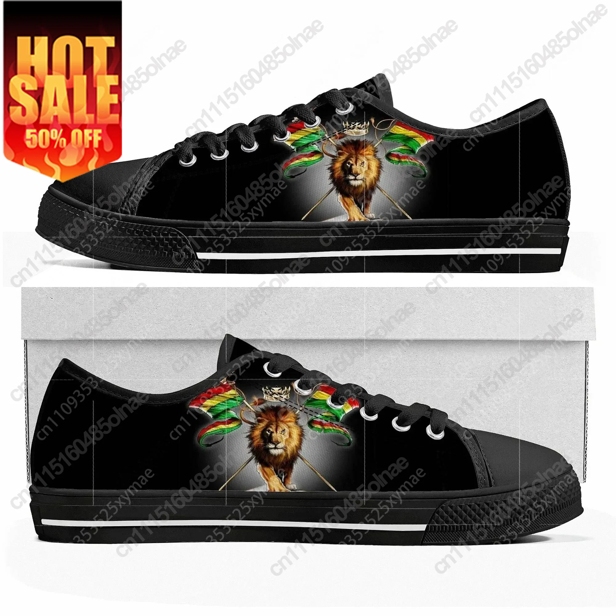 Reggae Rastafarian Rasta Rastafari Lion Of Judah Low Top Canvas Sneakers Mens Womens Teenager Casual Shoes Custom Shoe