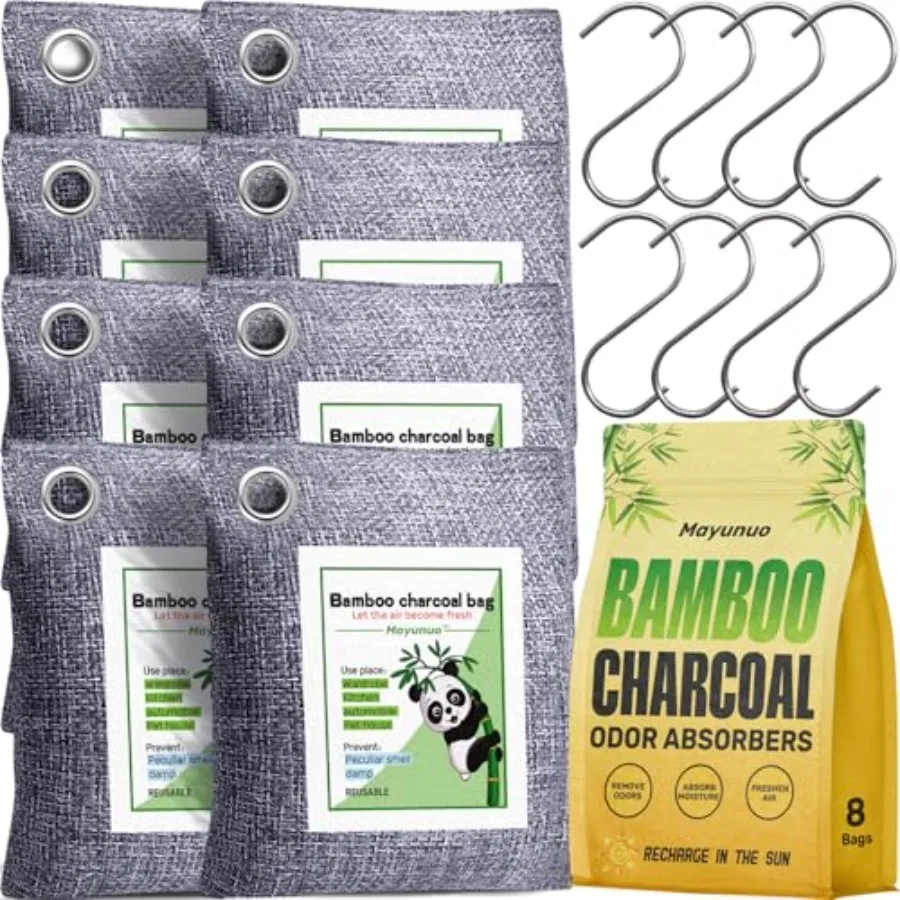 

Activated Charcoal Odor Absorber for Strong Odor, Basement, Cars, Closets, Shoes, Smoke. Bamboo Charcoal Air Purifying Bags Deo