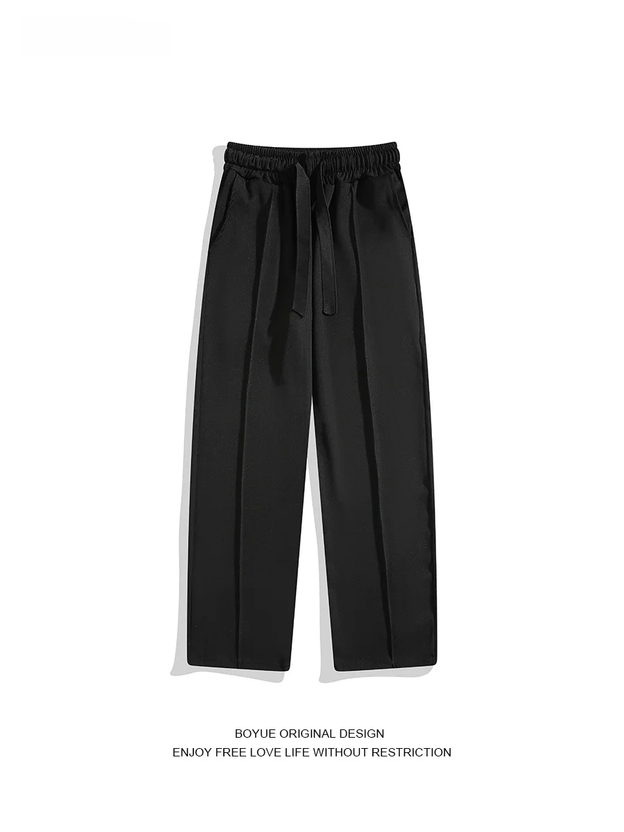 

Мужские летние брюки Boyue из ледяного шелка, однотонные, легкие, струящиеся, свободного кроя, с широкими штанинами и шнурком