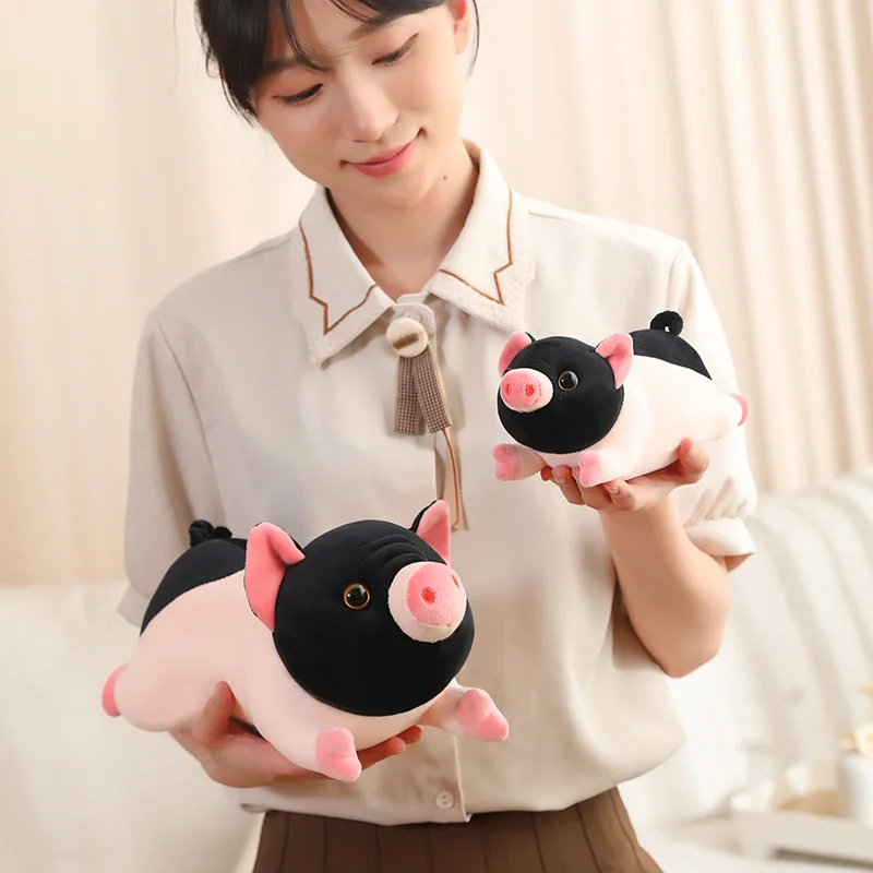 Simulation Cute Black Face Piggy Plush Pillow Toy Cartoon Stuffed Animal Pig Plushi Cushion Doll Anime Soft Kids Toys Home Decor
