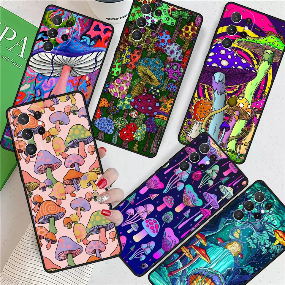 Trippy Mushroom Psychedelic Art For Samsung Galaxy S24 Ultra S21 S22 S8 S9 S10 5G Note 10 20 Plus FE S23 Phone case Cover Coque