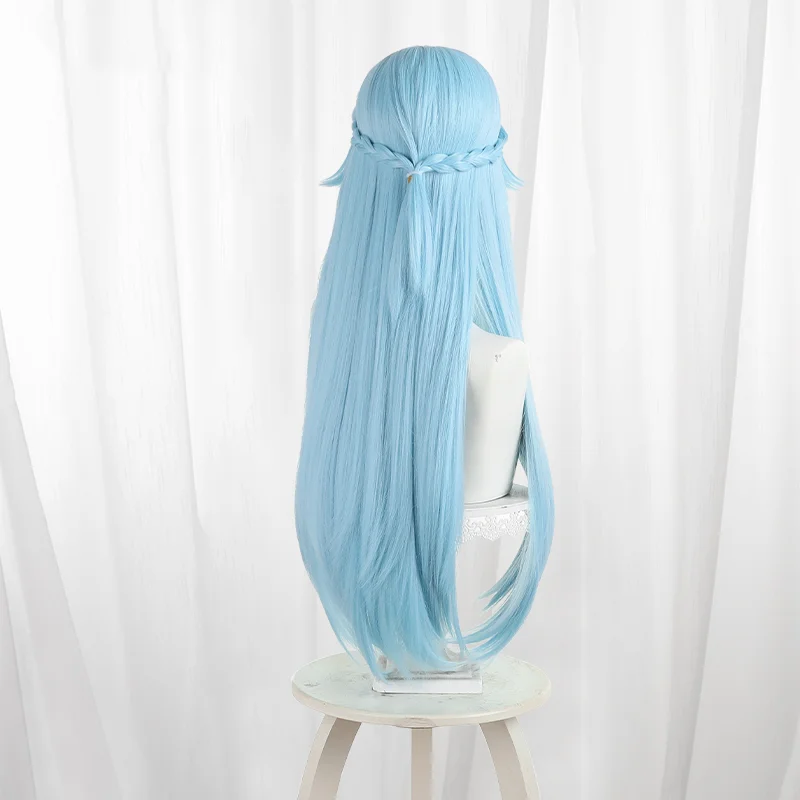 Peluca de Cosplay de Anime Dina, pelo largo trenzado azul claro para fiesta de Comicon, mujeres y hombres adultos