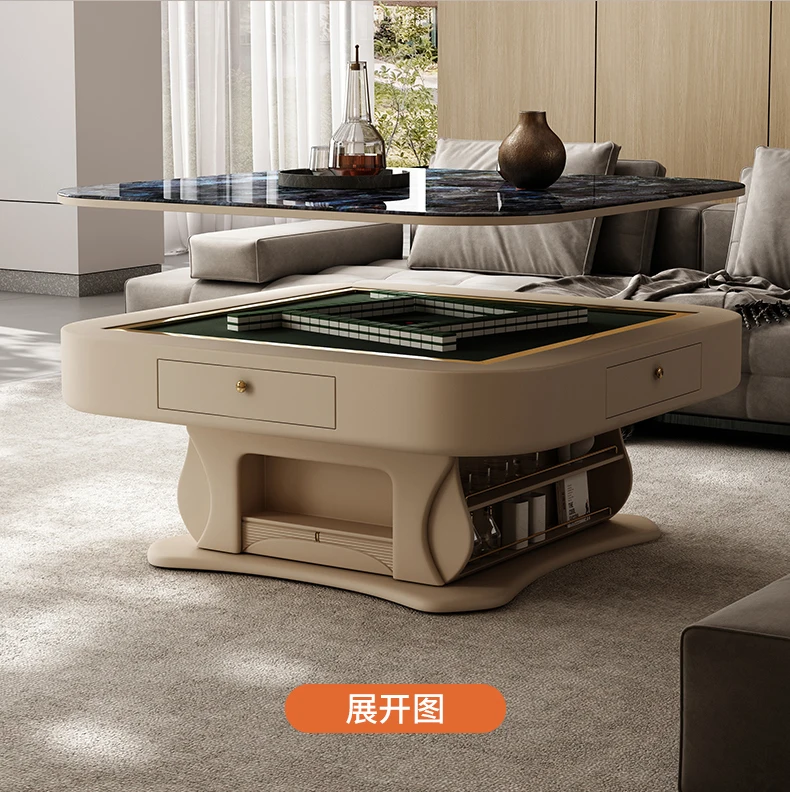 

Mahjong table tea table table dual purpose rock plate lifting living room household multi-function motor mahjong