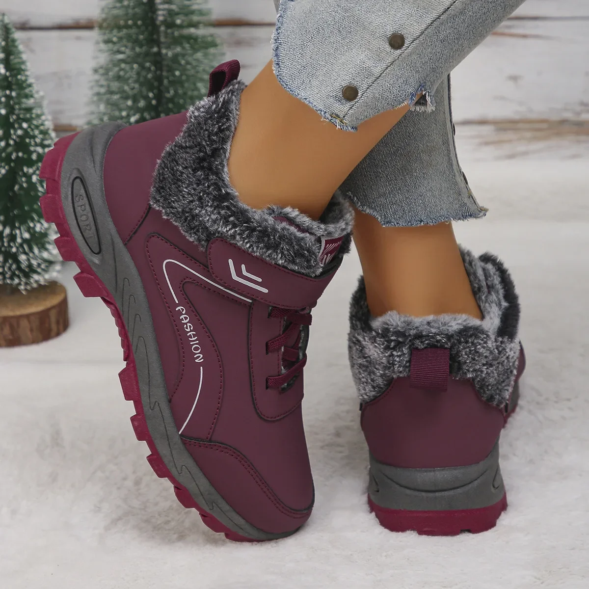 Winter Frauen Schuhe Outdoor Schnee Stiefel Winter Schuhe für Frauen Marke Nicht-slip Plattform Warme Stiefeletten Outdoor Plüsch wandern Stiefel