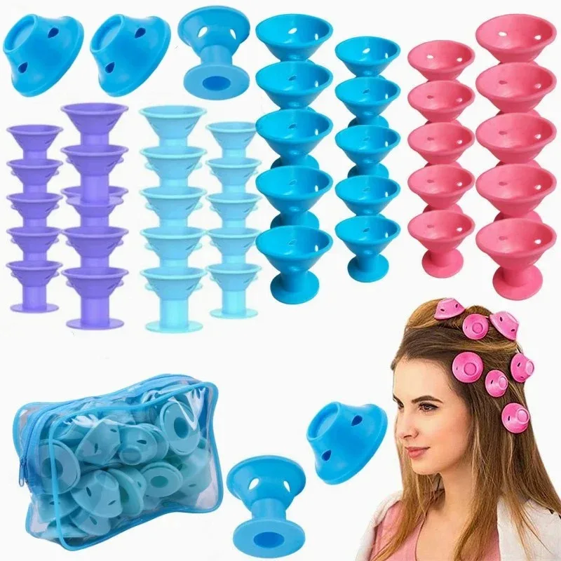 10 20pcs Soft Rubber Hair Curlers Silicone Heatless Hair Rollers Clips No Hurt Hair Rollers Hairdressing DIY Hair Styling Tools