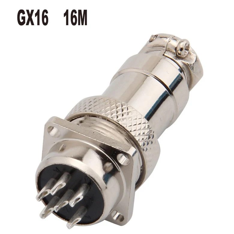 GX16-6-pin aviation plug connector 16M-6A/6H,GX16-6 square flange socket, female direct 12.5MM, male diameter 16MM,