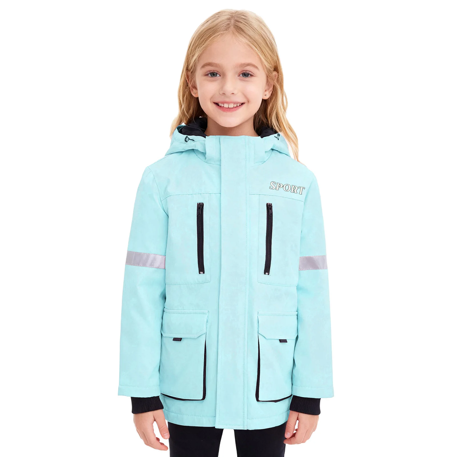 سترة تزلج للأطفال للفتيات بدلة ثلج مقاومة للماء وأكمام طويلة وسحاب مع جيوب لملابس التزلج الرياضية الشتوية الخارجية #2