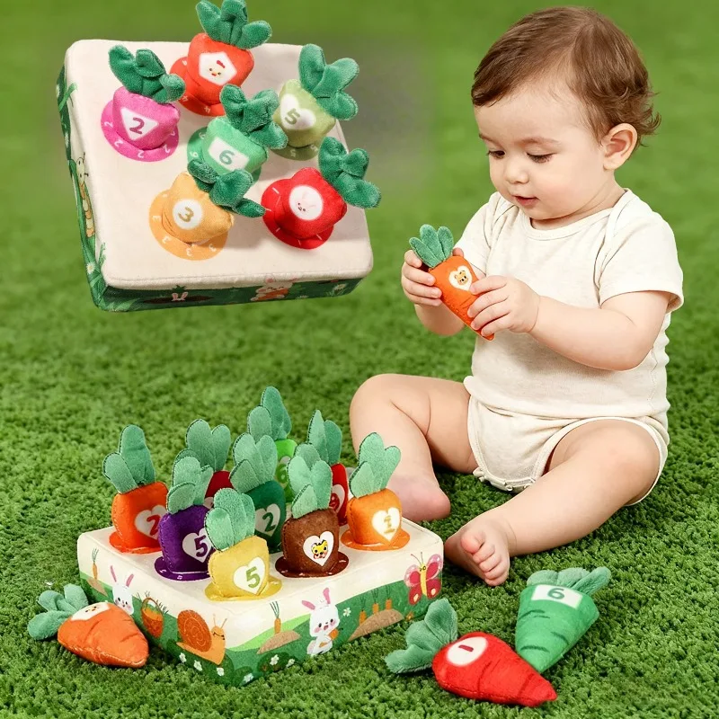Educational Baby Carrot Plush Toy Number Shape Color Matching Puzzle Early Brain Development & Color Discrimination Exercise
