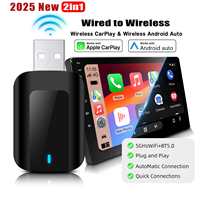 2in1 Mini Wireless CarPlay & Android Auto Adapter Smart Dongle, Compact Size, Low Latency, 5.GWiFi&BT5.0, Plug & Play for Wired