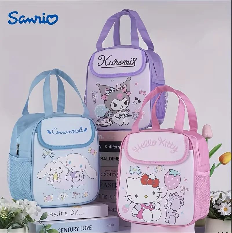1 stuk schattige Sanrio geïsoleerde modieuze lunchtas - herbruikbaar, opvouwbaar, ritssluiting, PU-materiaal, ongevoerd
