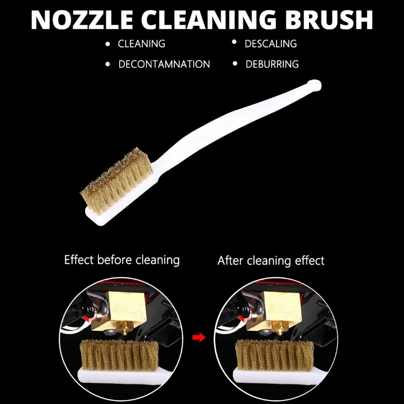 3D Printer Cleaner Tool Copper Wire Toothbrush Copper Brush Handle For Nozzle Block Hotend Cleaning Hot Bed Cleaning Parts