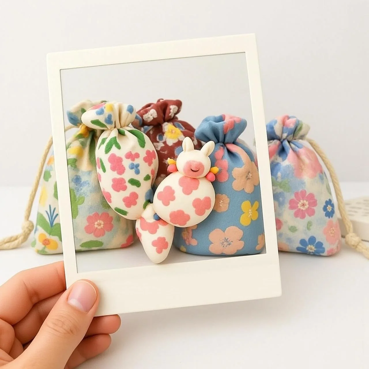 Vintage Drawstrings Coin Bags Purse Money Keys Earphones Cotton Fabric Organizers Pocket Lipstick Toiletry Makeup Storage Bags