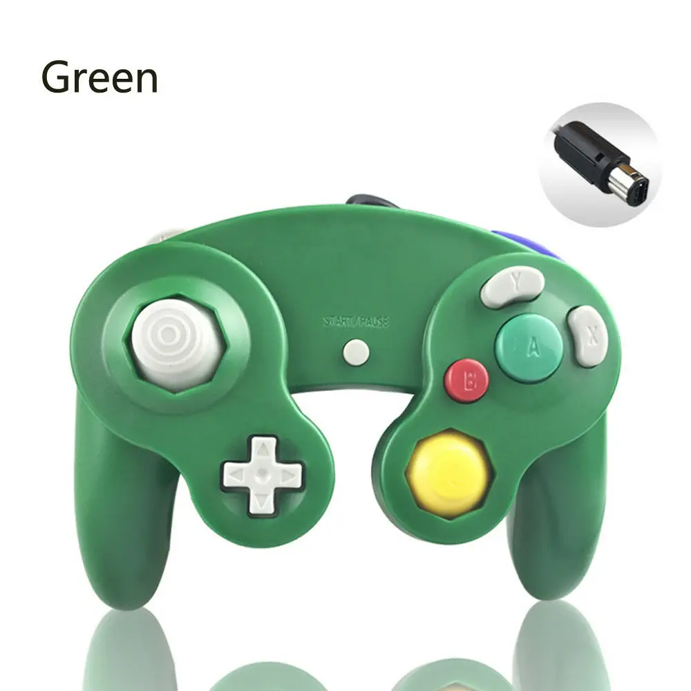 Controlador de choque com fio verde do jogo gc para gamecube ngc game console