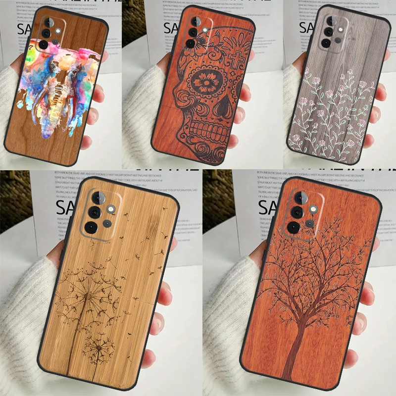 Natural Bamboo Wood Pattern Print Case For Samsung Galaxy A54 A34 A14 A13 A33 A53 A12 A32 A52 A71 A51 A15 A25 A35 A55 Cover