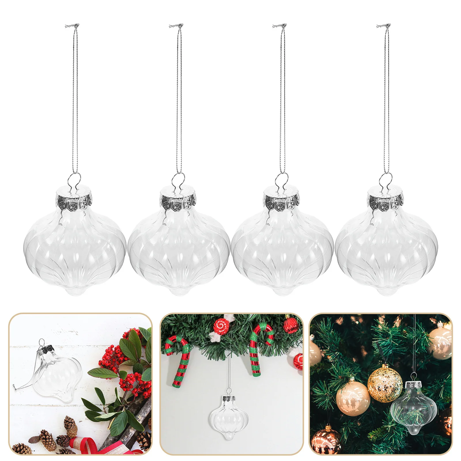 

16pcs Clear Fillable Plastic Ornaments Ball Halloween Pumpkin Shaped Christmas Decorations Diy Hanging Sphere For Holiday Party