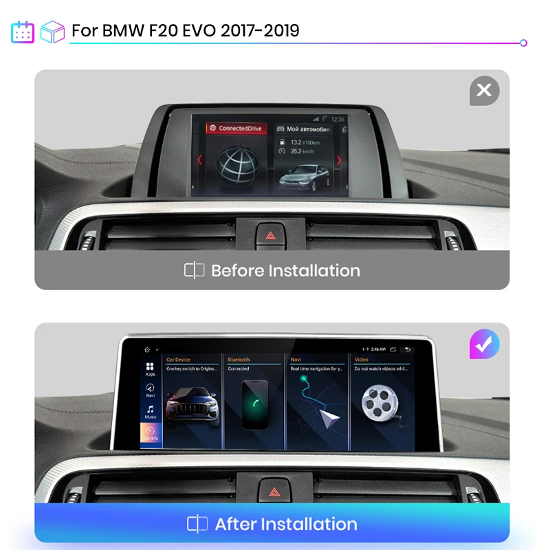 Junsun Wireless CarPlay Andorid 13 Auto Car Radio For BMW 1 Series F20 EVO 2017 2018 2019 Multimedia GPS 4G Navi