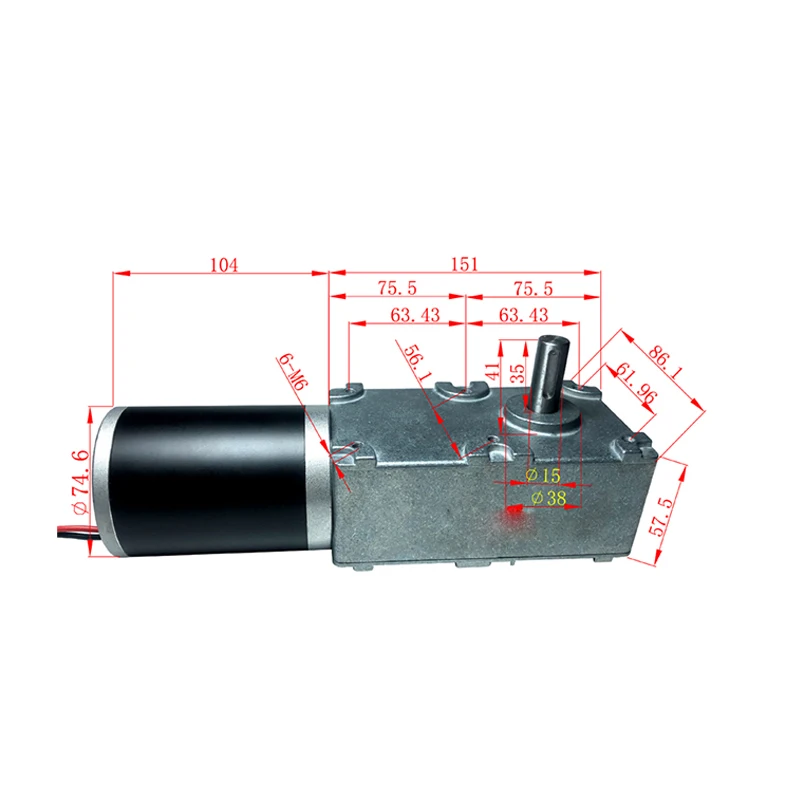 Motore riduttore a vite senza fine personalizzabile 12V 24V 100RPM 30RPM 100W 38W 200W per motoriduttore ad angolo retto agricolo