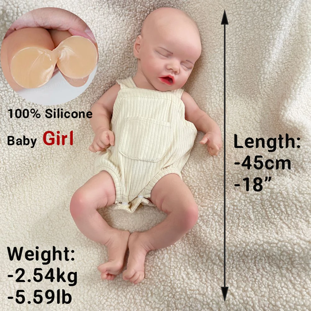 18Inch Twins Silicone Reborn Baby Doll Waterproof Lifelike Full Body Silicone Soft Visible Veins Bebe Doll Newborn Girl Boy Gift