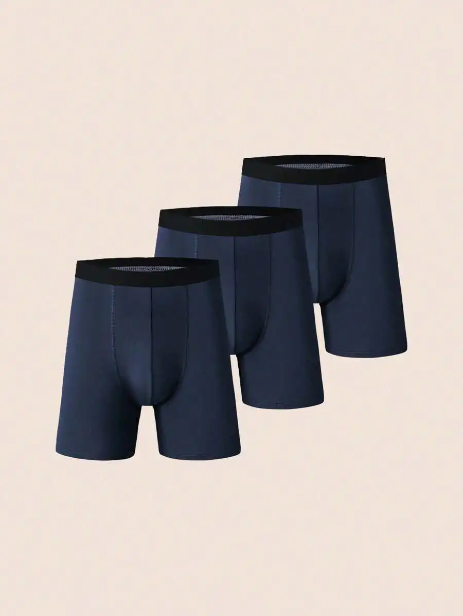 

Mens Plain Blue Boxer Briefs 3 Pack Comfortable Underwear
