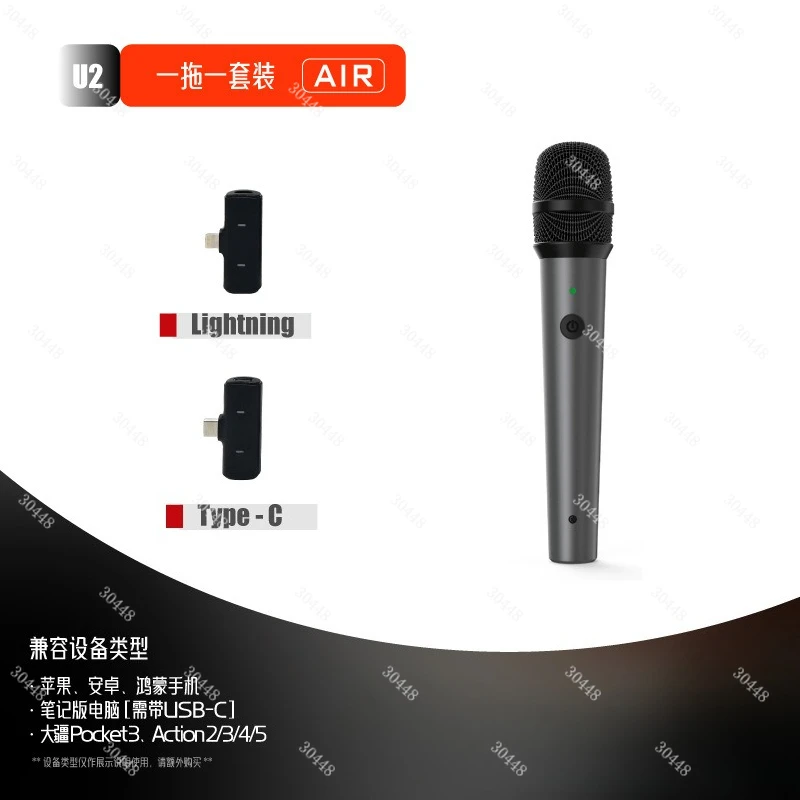 

Wireless Interview Microphone 1-to-2 Outdoor Reporter Mic Compatible with Smartphone and DSLR