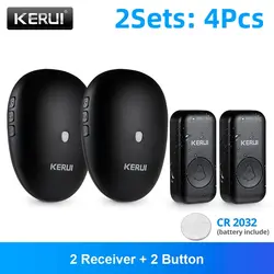 KERUI Wireless Doorbell for Home Waterproof Door Chime Kit 57 Chimes Melodies 4 Volume Smart Door Bell 2 Buttons +2 Receivers