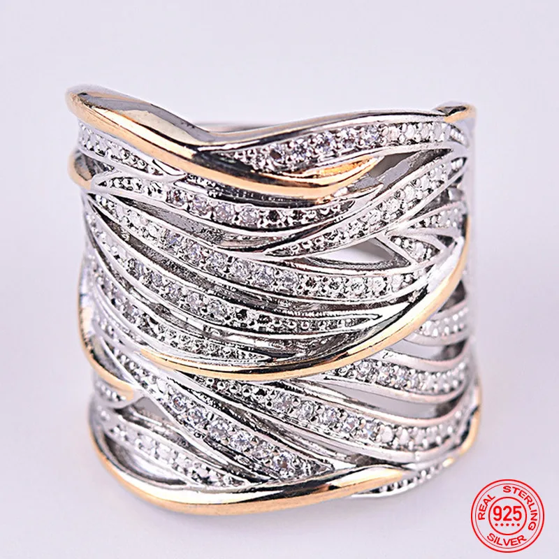 925 Sterling Silver Braided Finger Ring For Women Jewelry Party Gift