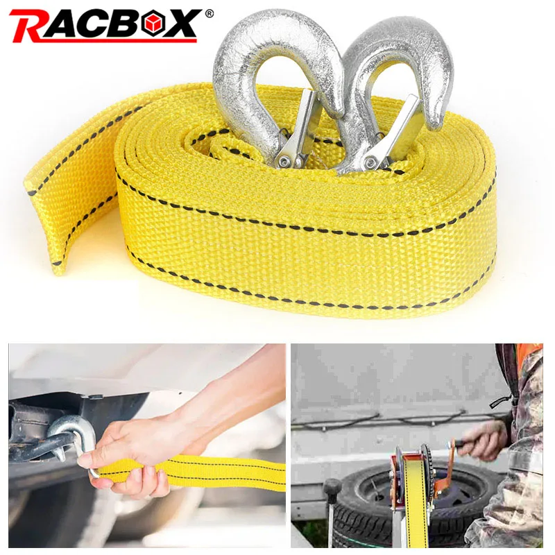 Car Trailer Rope Off road Pulling Rope 5-ton 4M 5M Trailer With Rescue Pulling Rope Steel Wire Hook For Van Road Recovery Part