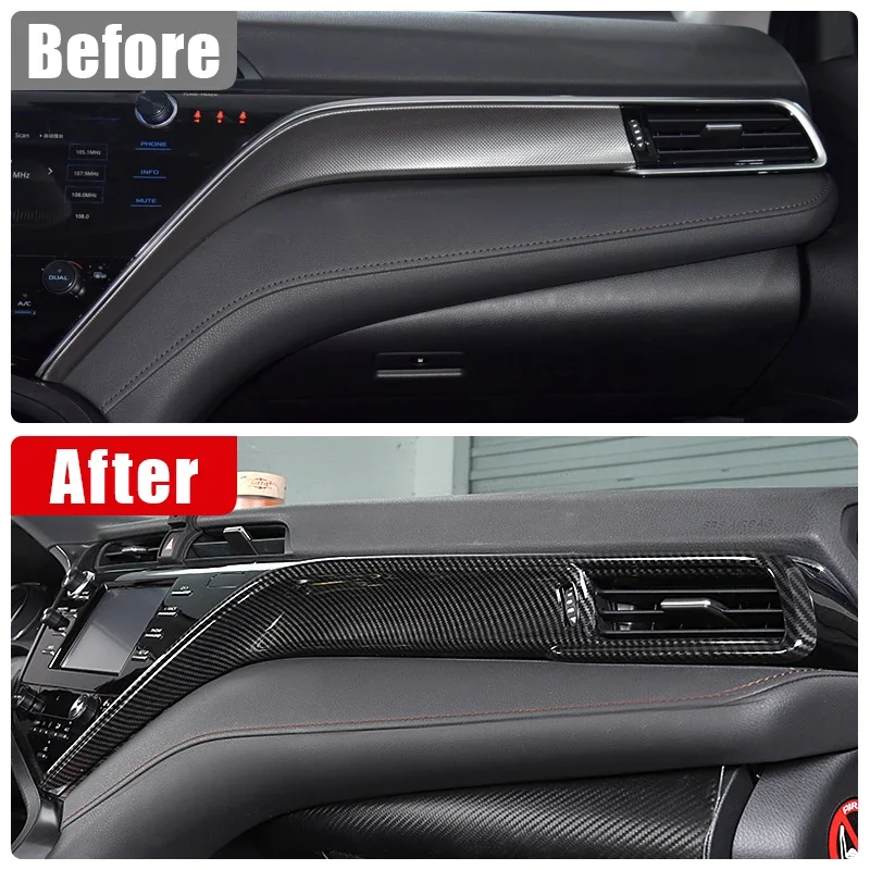 ABS Car Center Control Dashboard Frame Trim Strip Interior Decor Stickers For Toyota Camry XV70 70 2018 2019 2020 2021 2022 2023