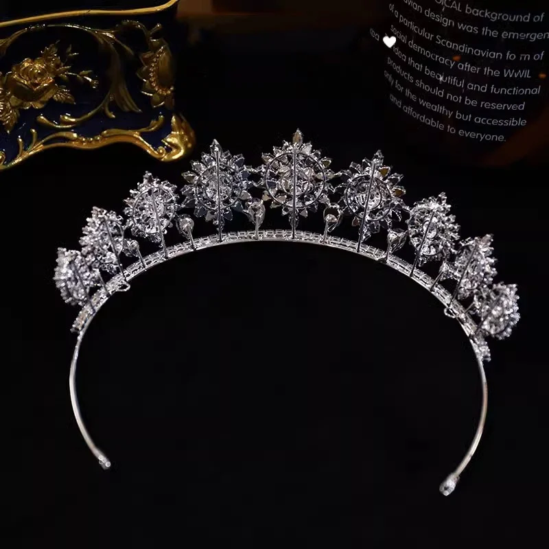 Luxus Tiaras Kronen Für Braut Hochzeit Kopfschmuck CZ Zirkonia Königin Kronen Braut Kopfschmuck Frauen Diadem Party Prom Haar Schmuck