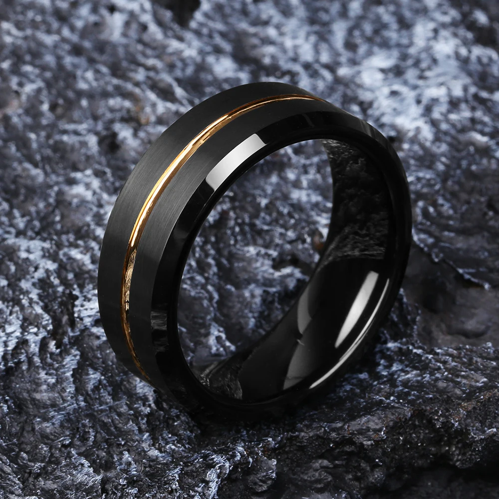 2025 Fashion 8mm Men's Black T - Initial Ring Custom recension och pris