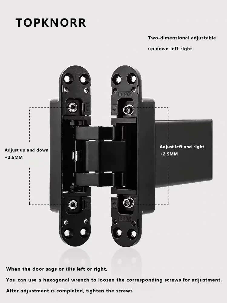 Imagem -03 - Dobradiça Invisível com Fechamento Automático Ajustável Tridimensional Amortecedor Hidráulico Porta Escondida Dobradiça Transversal