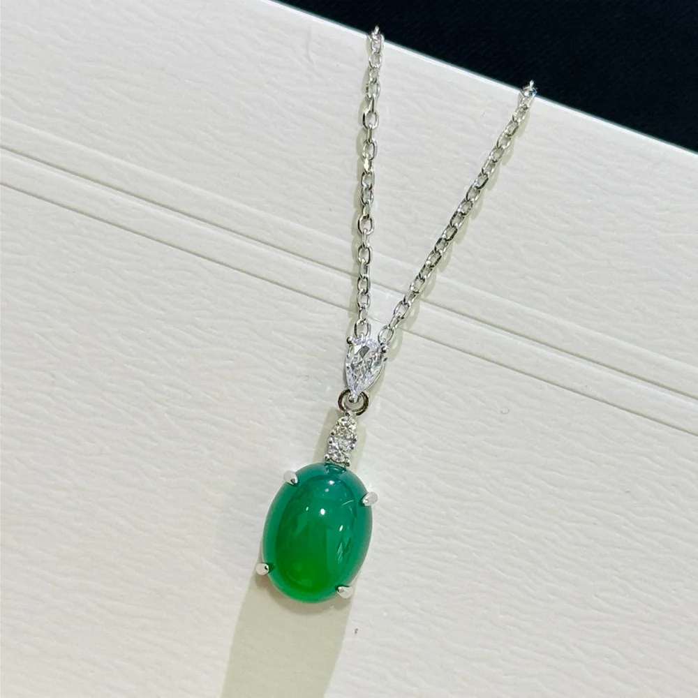 

100% 925 Sterling Silver Pave AAA Zircconia Water Drop Oval Shape Pendant Necklaces For Women Fine Jewelry