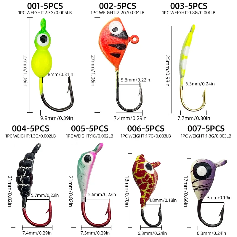 5 قطعة/صندوق مضيئة الجليد الصيد هوك مجموعة الشتاء الصيد السنانير الجليد الصيد الطعم إغراء خطاف الصيد #4