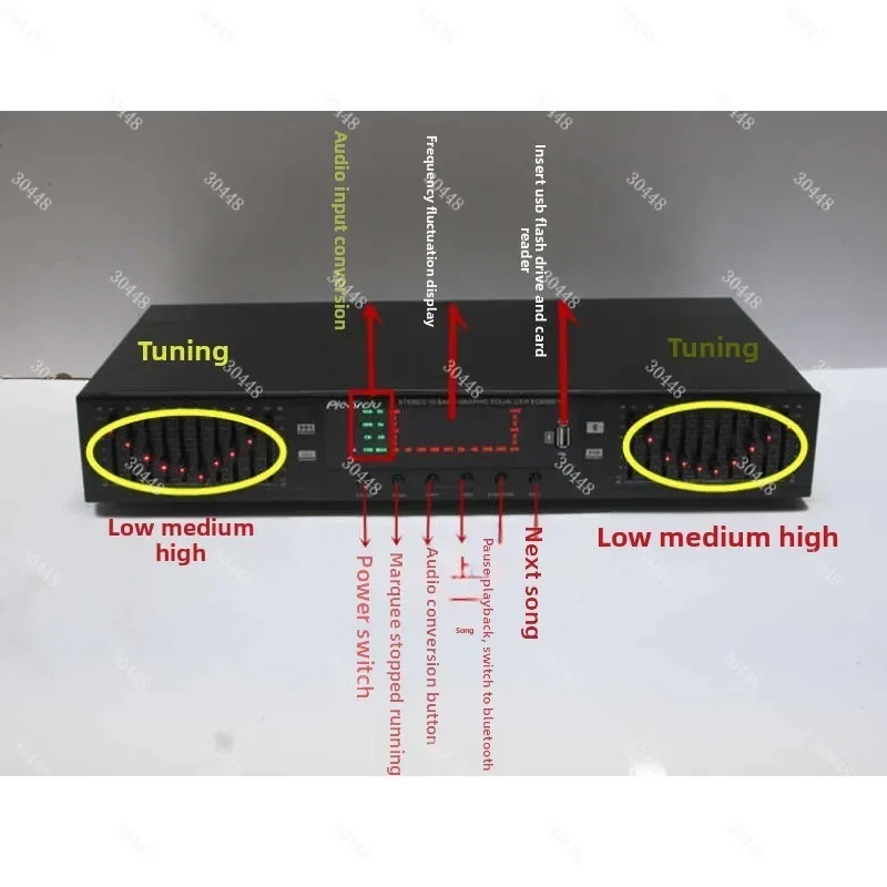 20-band Usb Audio Interface with Built-in Bluetooth, Stereo Sound, High/medium/low Bass Adjustment, Hi-fi Enthusiast-grade