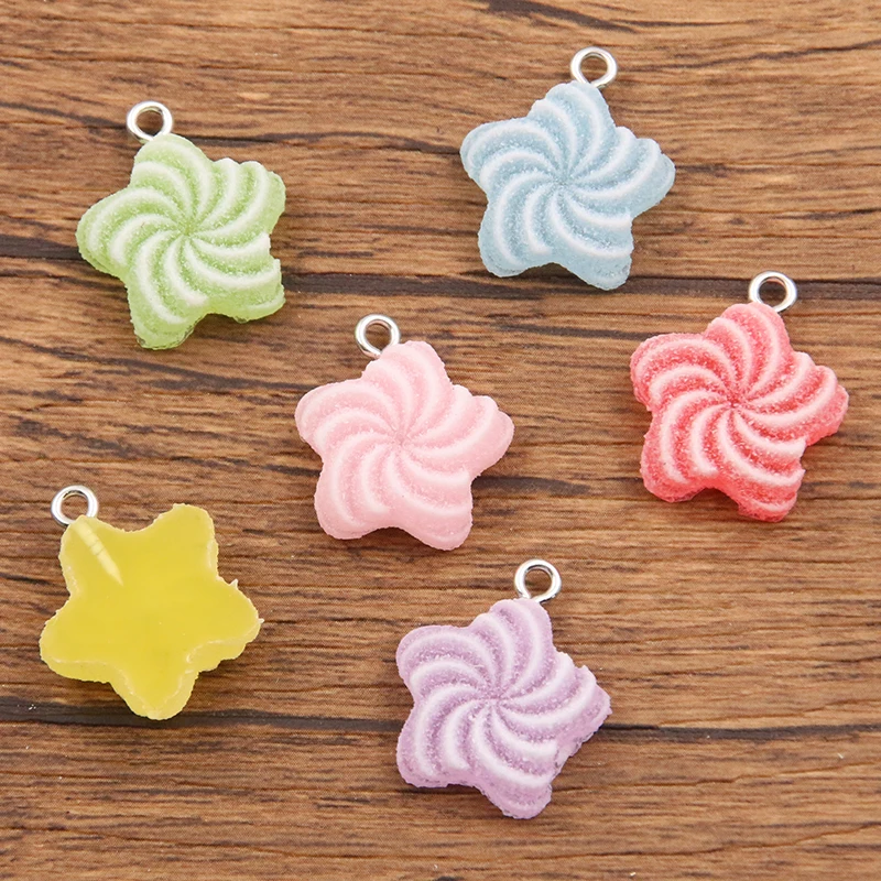 10Pcs 18X20MM Mix Color Colorful Star Charms Resin Pendants Keychain Handmade Necklace Bracelet Jewelry Making DIY Accessories