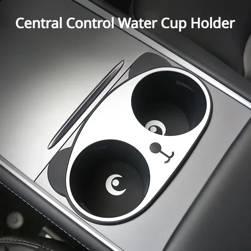 For Tesla Model 3 Y Panda Version Water Cup Holder Central Control Car Water Cup Limiter Drinks Bracket Car Interior Accessories