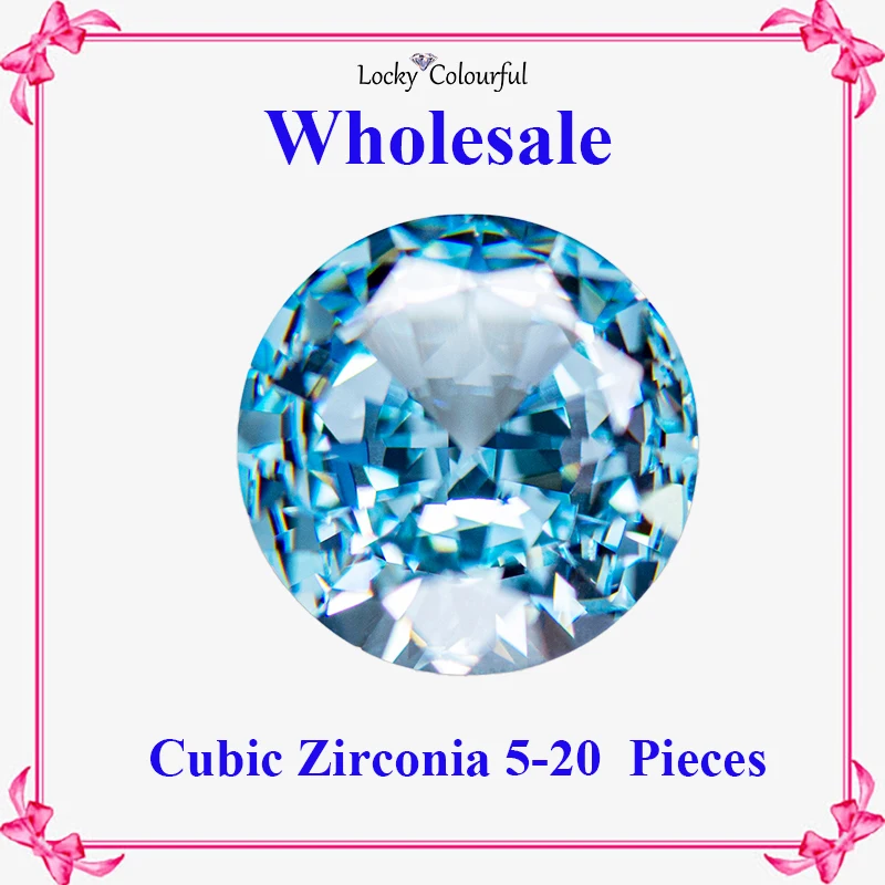 

Cubic Zirconia Wholesale Crushed Ice Cut Round Shape Ice Crystal Blue Color Charms for Jewelry Making Materials No Certificate