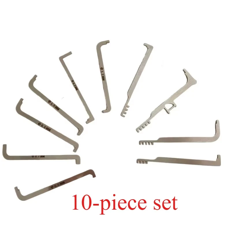 10pcs Comb Picks Key Decoder Extractor Locksmith Tools Lockpicking Open Firefighting Repair Kit Locks Crochet Accessories Car