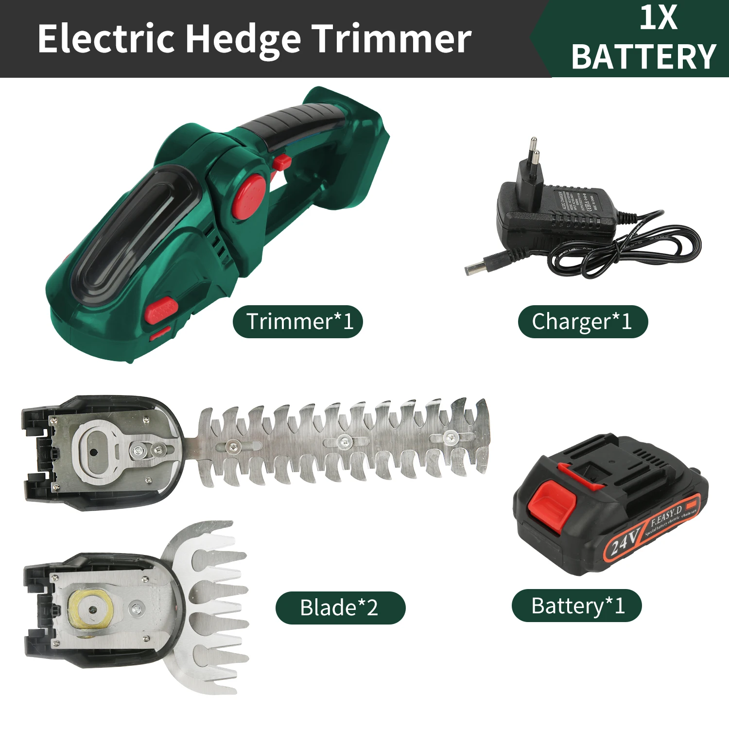 2-in-1 Elektrische Heckenschere 20000 U/min Handgeführte 2-Klingen-Grasschere Handrasenmäher Gartenschere Elektrowerkzeug für Makita 24V Akku