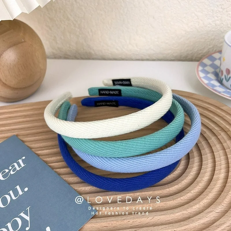 Gentle Healing Department ~ Blue Oblique Striped Hair Hoop Thin Section Fashionable Korean Ins Girl Hairpin Headband Tide