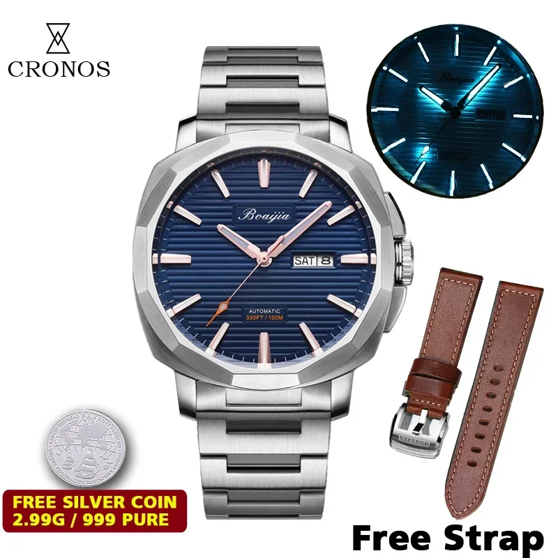 

Cronos Watch For Men Boaijia CITIZEN 8205 Movement Automatic Diver Men Watch Horizontal Strips Dial 10Bar Waterproof BGW-9 Lum