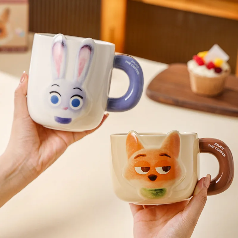 ディズニー ズートピア 漫画レリーフセラミックマグ大容量高美的朝食カップかわいい子供用楽しいウォーターカップ