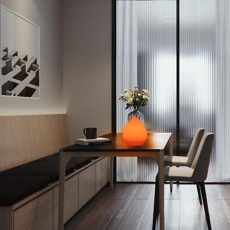 LED decorative night light, simple home peach-shaped atmosphere bedside lamp creative bar desk lamp charging