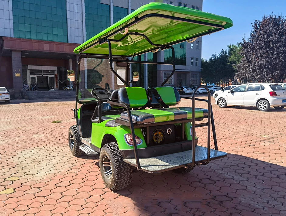 Four Wheel Disc Brake 4 Passenger Electric Golf Car With 48V 5KW and Semi-floating Front Axle With Mini Electric Golf Carts