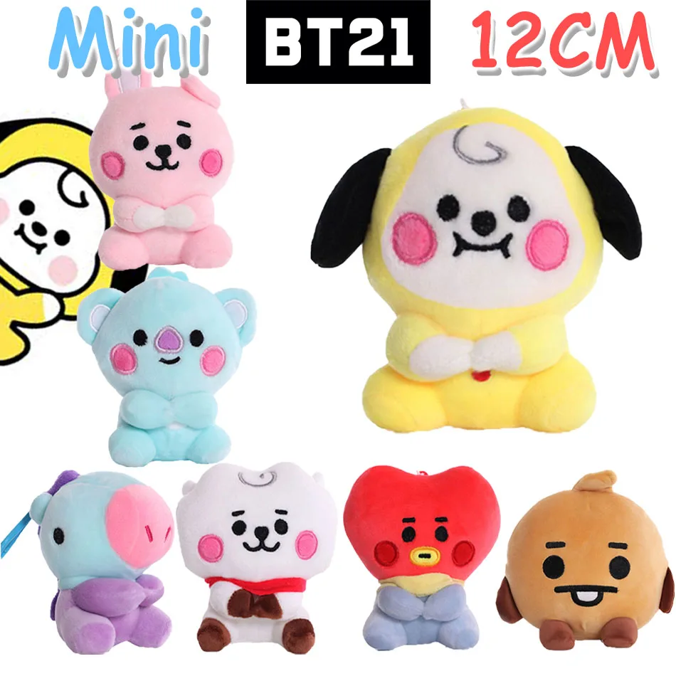 Mini muñeca Kawaii BTS de 12-24cm, almohada Bt21, oveja de peluche de dibujos animados, Koala, personaje, galleta, pequeño perro amarillo, colgante de peluche, regalos para seguidores