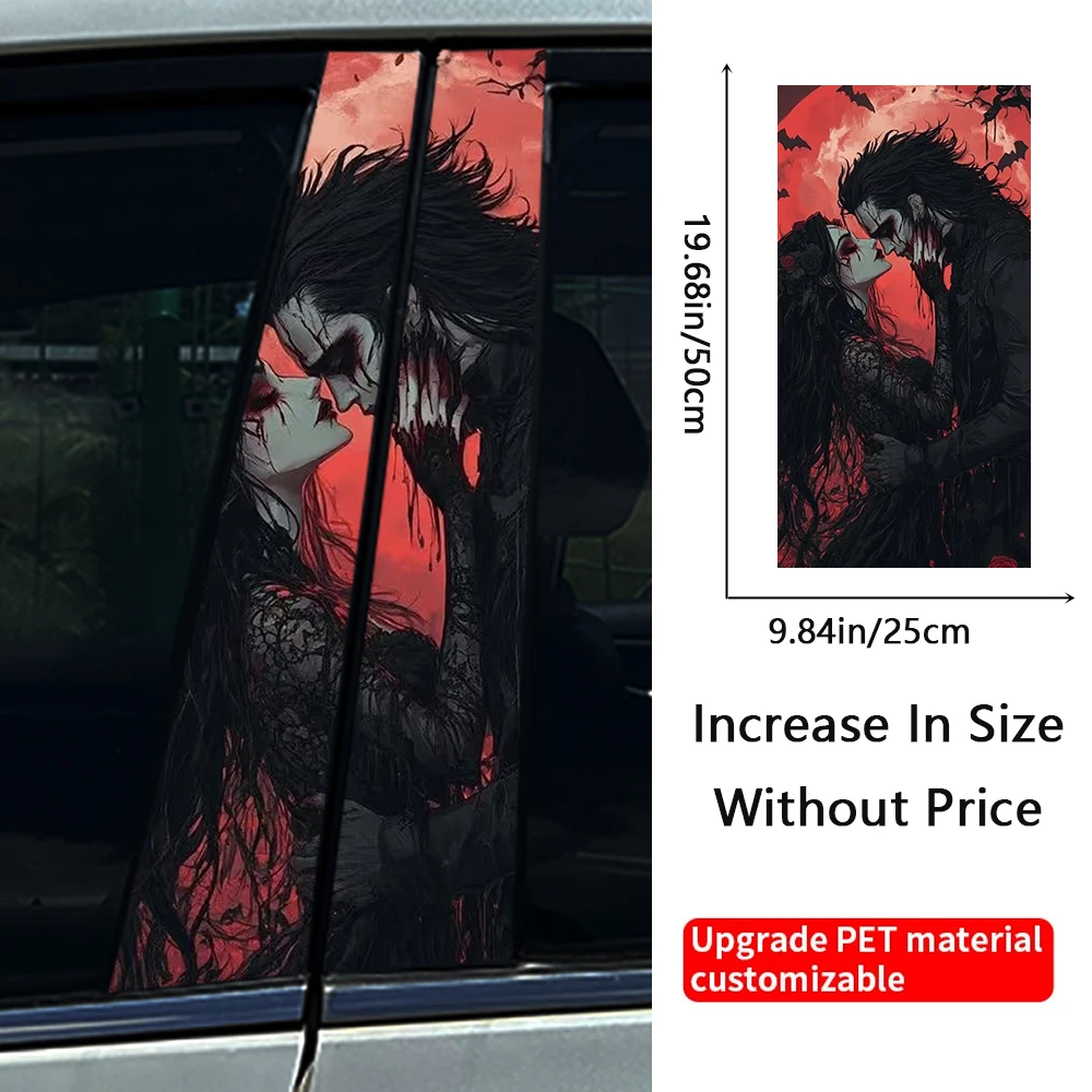 Gothic Bloodsucker CP Couple Auto B-pillar Stickers Car Center Column Decoration Cover Scratche Waterproof Decal Car Accessories
