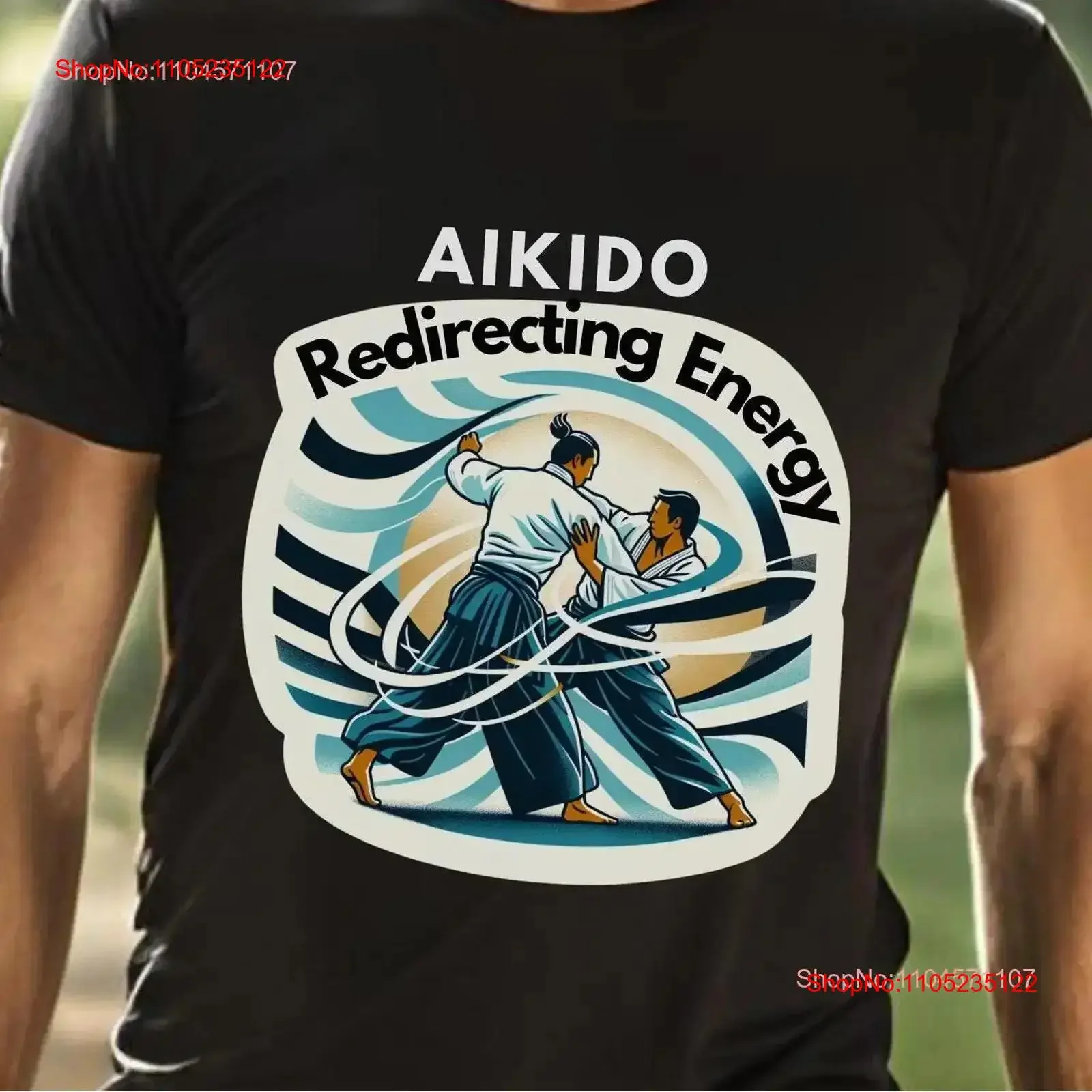 تي شيرت Aikido يعيد اتجاه الطاقة وحركات فنون الدفاع عن النفس بتصميم Ai المولد عتيق مغسول موضة قليلاً للجنسين ناعم أوم #1